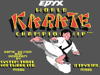 World Karate Championship title screen for Commodore 64